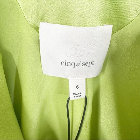 NEW Cinq à Sept Petunya Silk Ruffle Dress in Prickly Pear Lime Green Size 6 - Picture 9 of 14